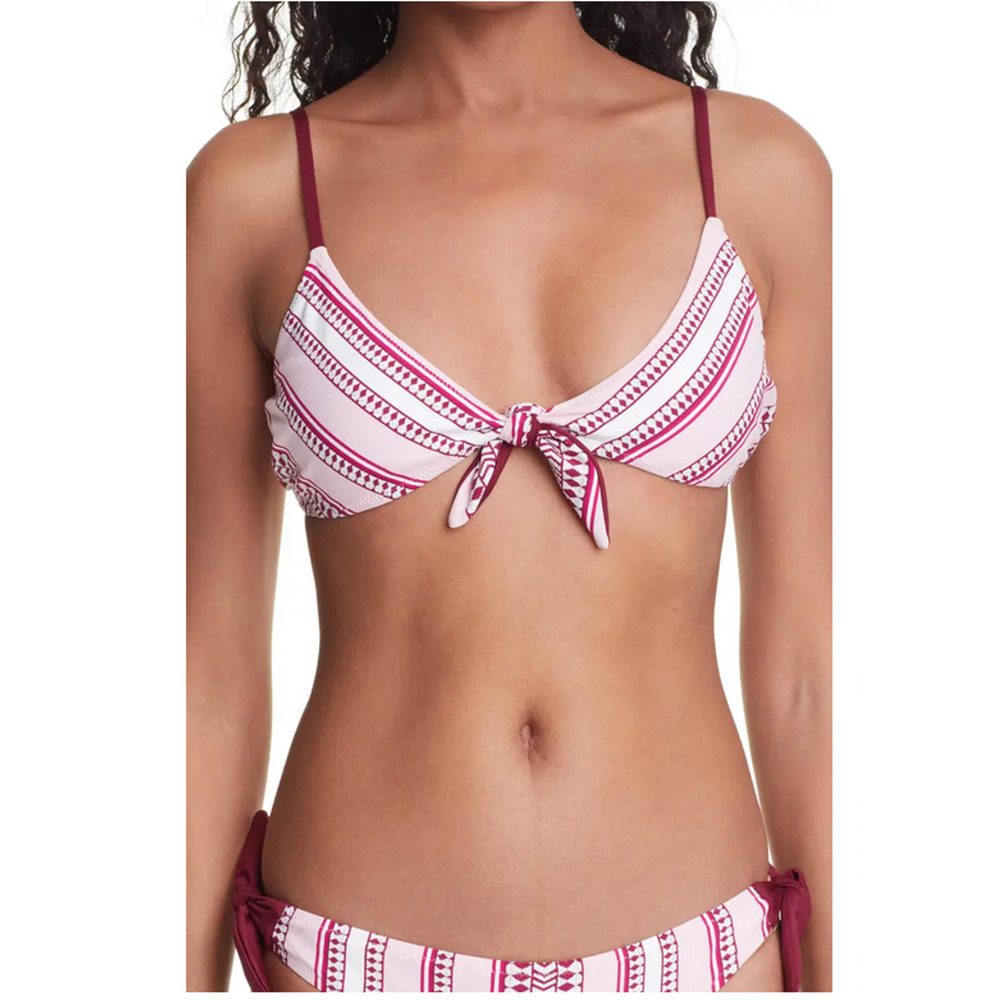 LEMLEM Neela Tie Front Bikini Top Pink Size S